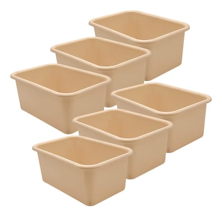 Teacher Created Resources Storage Bin, Plastic, Light Brown, 6 PK 20982